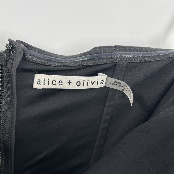 Alice + Olivia Idell Strapless Feather Trim Zip Jumpsuit Black Women’s Size 6 - Picture 9 of 10